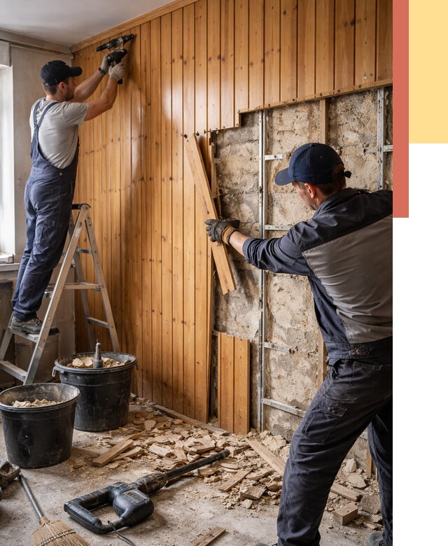 Демонтаж вагонки со стен в Екатеринбурге от 1486 руб. — снятие, удаление, срочно | ОТДЕЛОЧНИК-Ктр