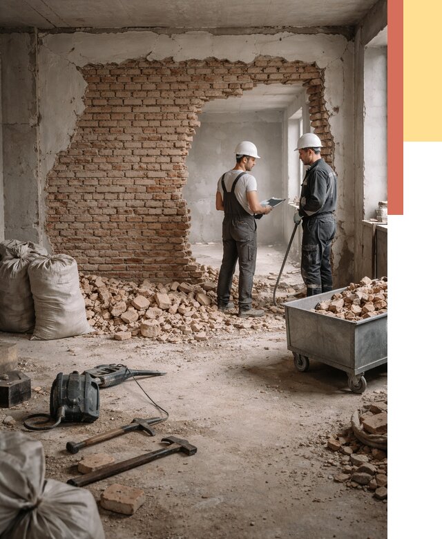 Демонтаж кирпичных стен в Екатеринбурге от 4305 руб. — быстро, недорого, под ключ | ОТДЕЛОЧНИК-Ктр