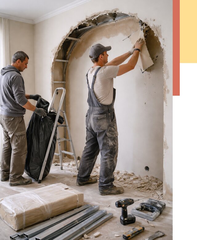 Демонтаж арки из гипсокартона в Екатеринбурге от 3587 руб. — услуги под ключ | ОТДЕЛОЧНИК-Ктр