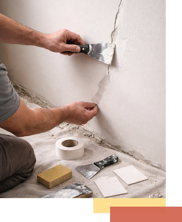 Заделка трещин и сколов в стенах и потолках в Екатеринбурге