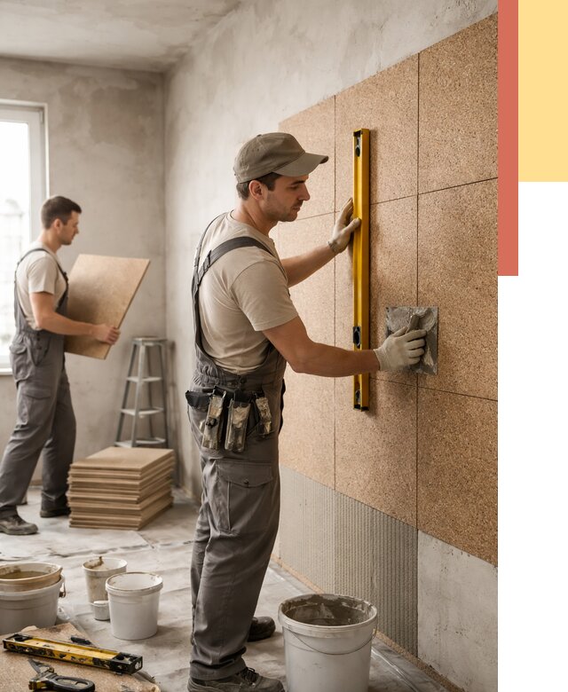 Монтаж пробковых панелей на стены в Екатеринбурге от 3587 руб. — ОТДЕЛОЧНИК-Ктр