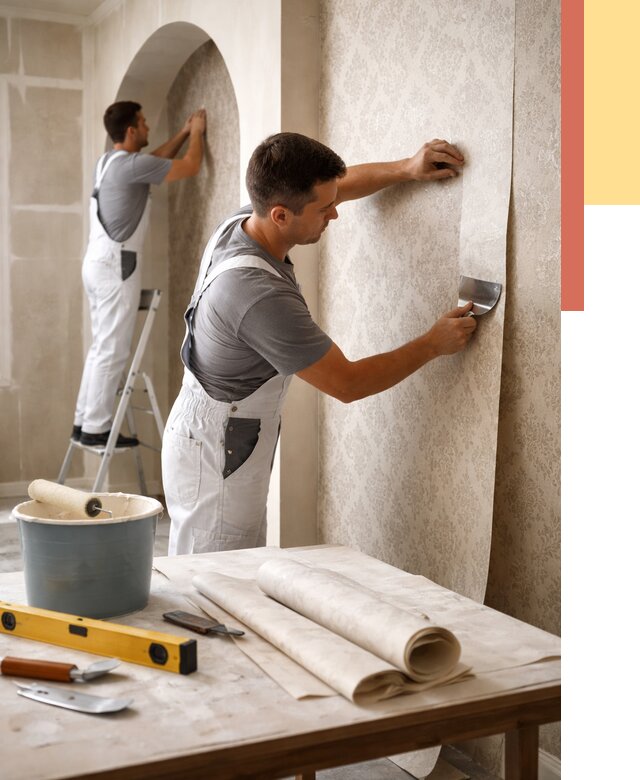 Поклейка обоев на сложные стены в Екатеринбурге от 2870 руб. под ключ | ОТДЕЛОЧНИК-Ктр