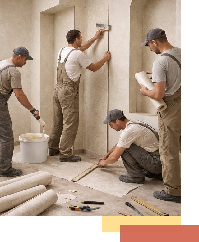 Поклейка обоев на сложные стены и неровные поверхности в Екатеринбурге