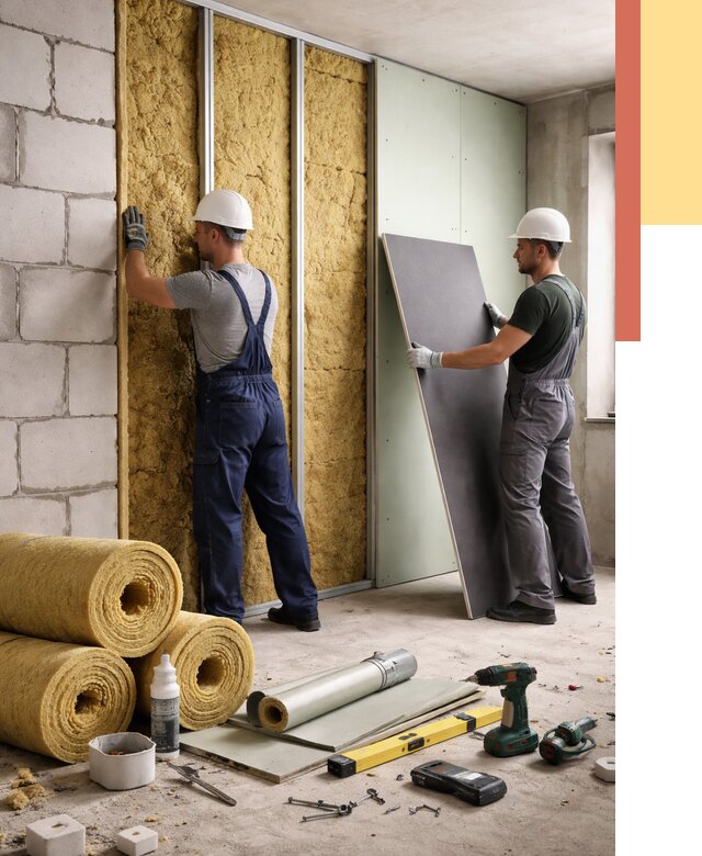 Шумоизоляция перегородок из блоков в Екатеринбурге от 1896 руб./м² — быстро и недорого | ОТДЕЛОЧНИК-Ктр