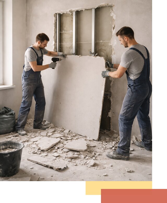 Демонтаж перегородки из гипсокартона в Екатеринбурге быстрый и аккуратный