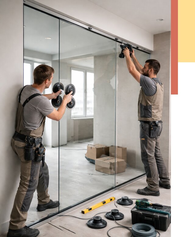 Монтаж стеклянных перегородок в Екатеринбурге от 6662 руб. | ОТДЕЛОЧНИК-Ктр