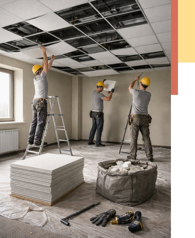 Демонтаж потолка Армстронг в Екатеринбурге от 4612 руб. быстро и недорого | ОТДЕЛОЧНИК-Ктр