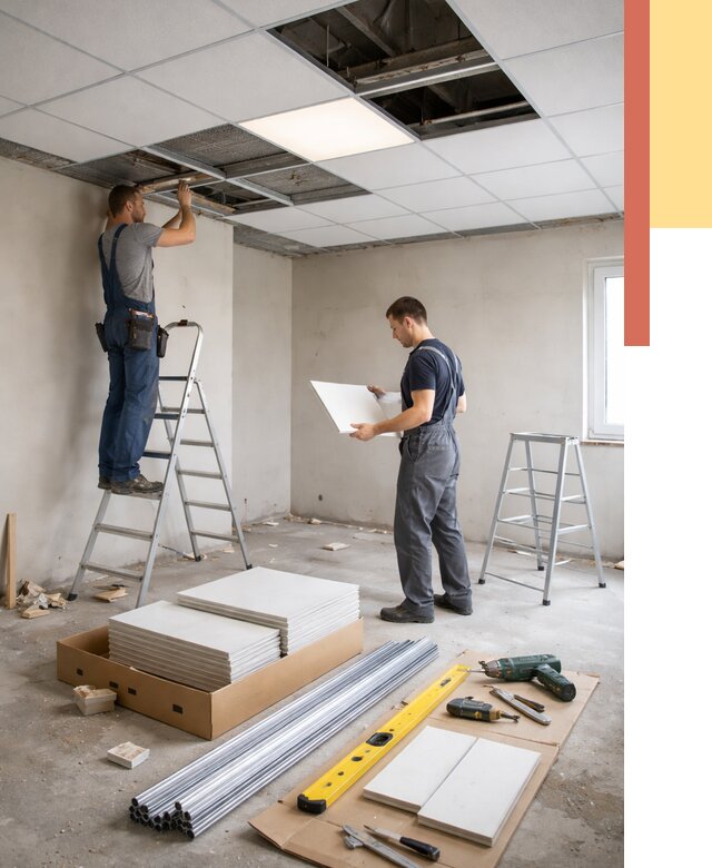 Монтаж потолка армстронг в Екатеринбурге от 4612 руб/м2 — быстрая установка под ключ | ОТДЕЛОЧНИК-Ктр