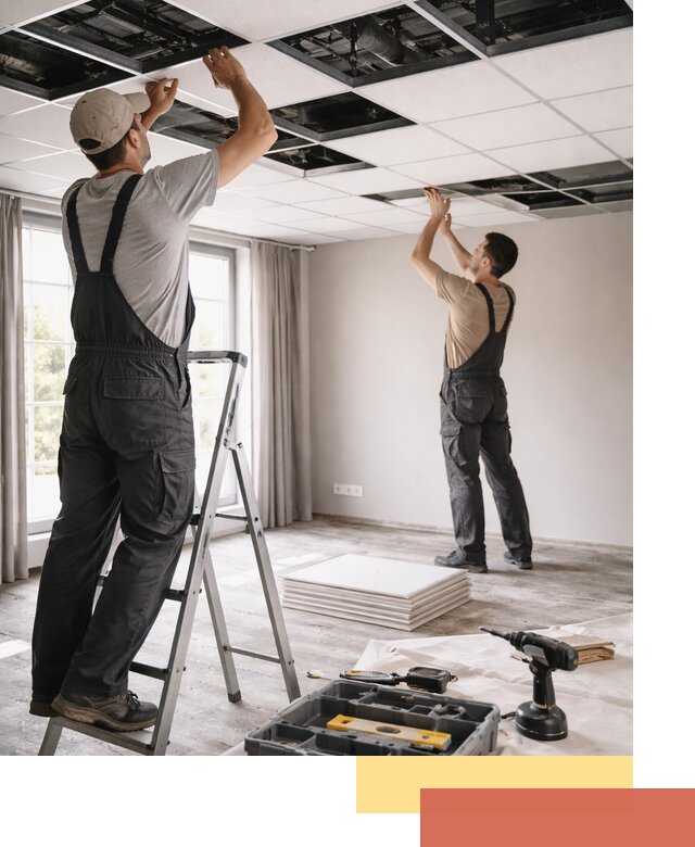 Замена плит подвесного потолка в Екатеринбурге быстро и качественно