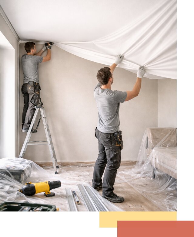 Монтаж тканевого натяжного потолка в Екатеринбурге недорого и быстро