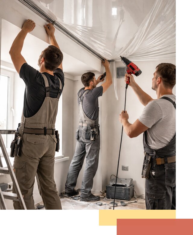 Монтаж глянцевого натяжного потолка в Екатеринбурге быстро и качественно