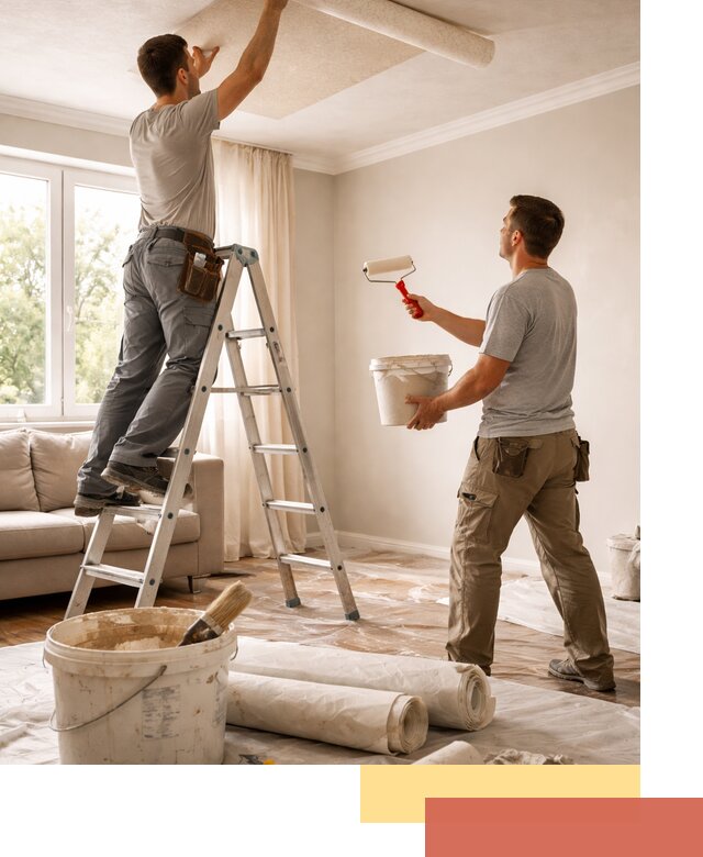 Поклейка обоев на потолок в Екатеринбурге — качественно и быстро