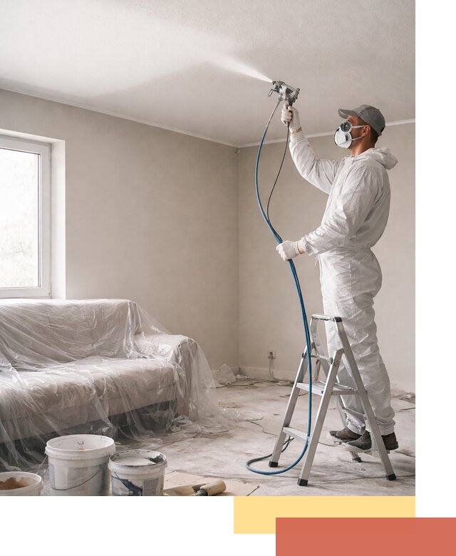 Покраска потолка краскопультом в Екатеринбурге быстро и качественно