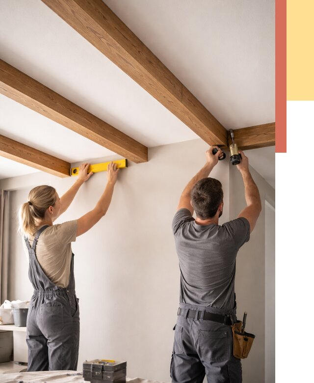 Монтаж декоративных балок на потолок в Екатеринбурге от 4305 руб. — ОТДЕЛОЧНИК-Ктр